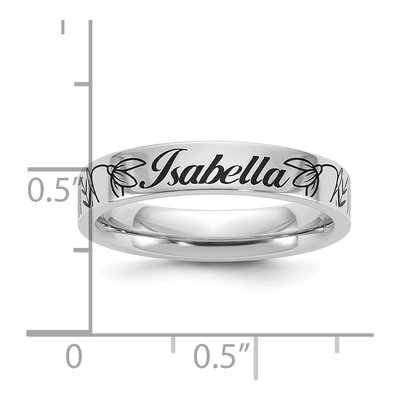 10K White Gold Personalized Name Birth Flower Ring – view 7