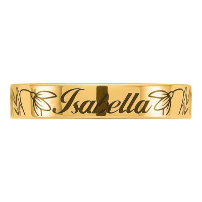 10K Yellow Gold Personalized Name Birth Flower Ring – view 4