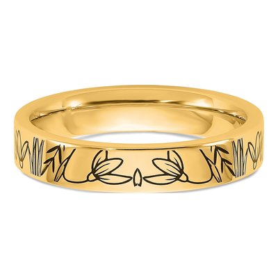 10K Yellow Gold Personalized Name Birth Flower Ring – view 5