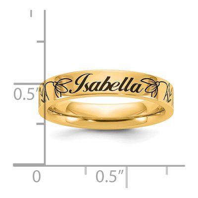 10K Yellow Gold Personalized Name Birth Flower Ring – view 7