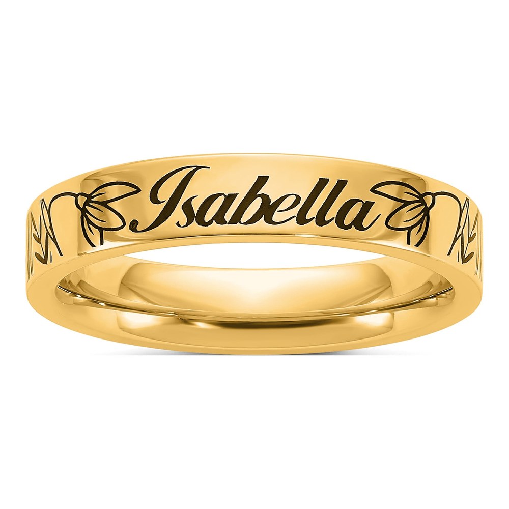 10K Yellow Gold Name And Birth Flower Ring