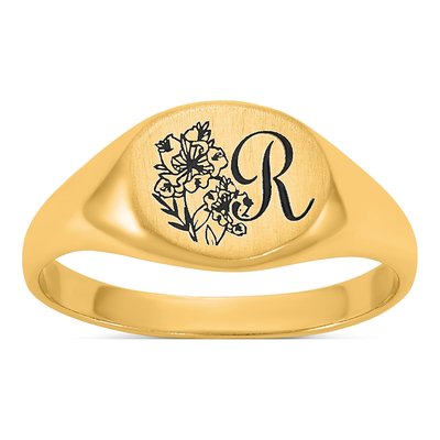 10K Yellow Gold Personalized Initial Signet Ring