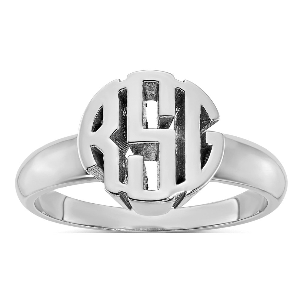 10K White Gold Monogram Signet Ring