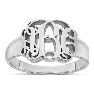 10K White Gold Monogram Signet Ring