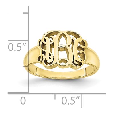 10K Yellow Gold Personalized Monogram Signet Ring – view 3