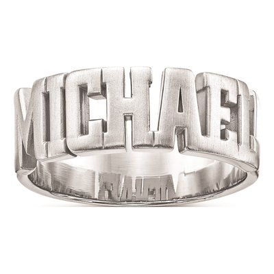 10K White Gold Personalized Name Ring – view 2