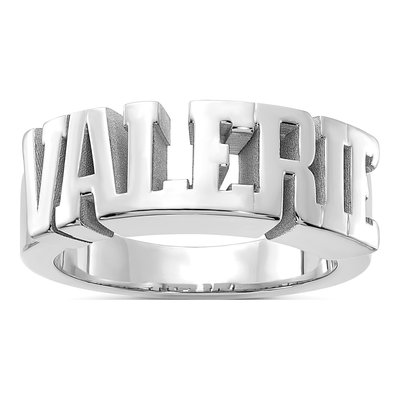 10K White Gold Personalized Name Ring