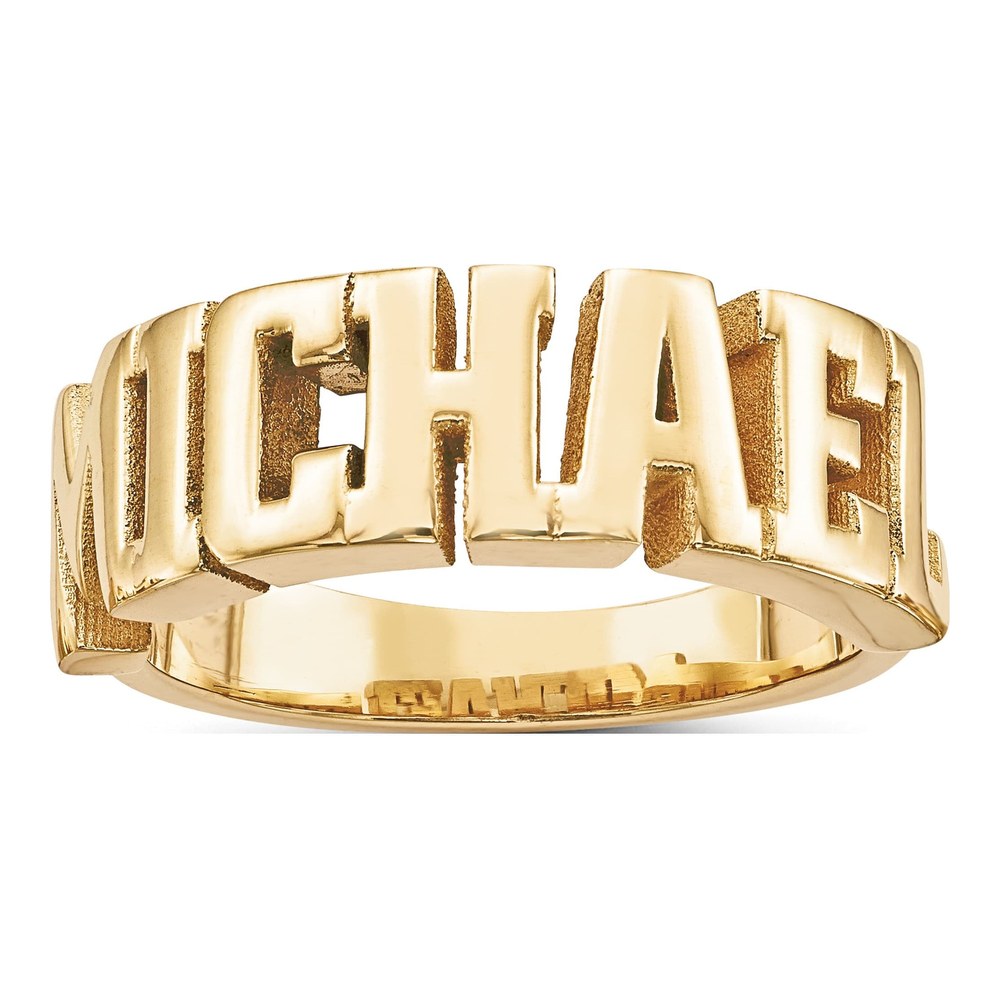10K Yellow Gold Personalized Cut-Out Name Ring