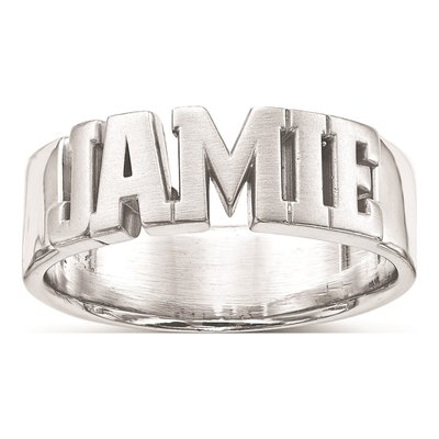 10K White Gold Personalized Cut-Out Name Ring – view 2