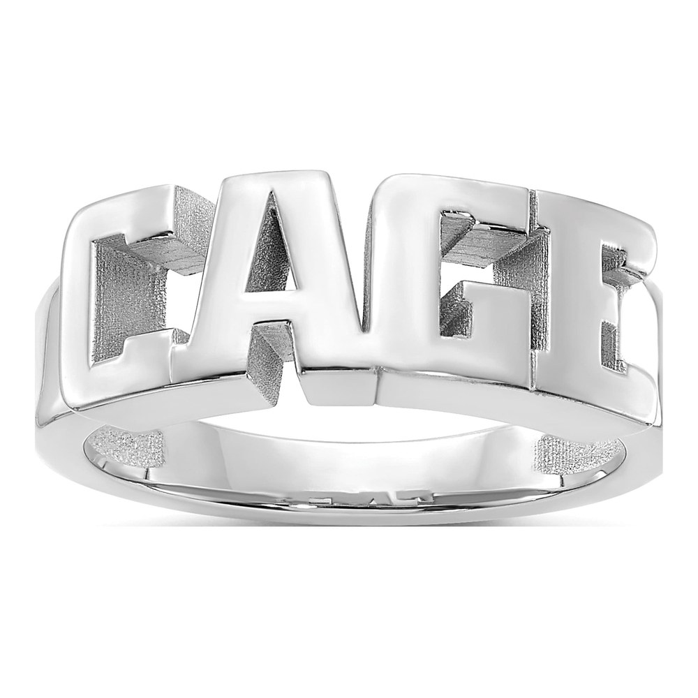 10K White Gold Personalized Cut-Out Name Ring