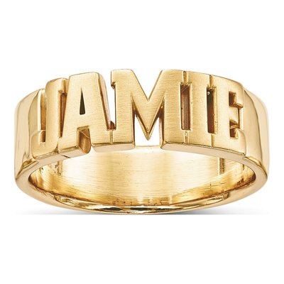10K Yellow Gold Personalized Cut-Out Name Ring – view 2