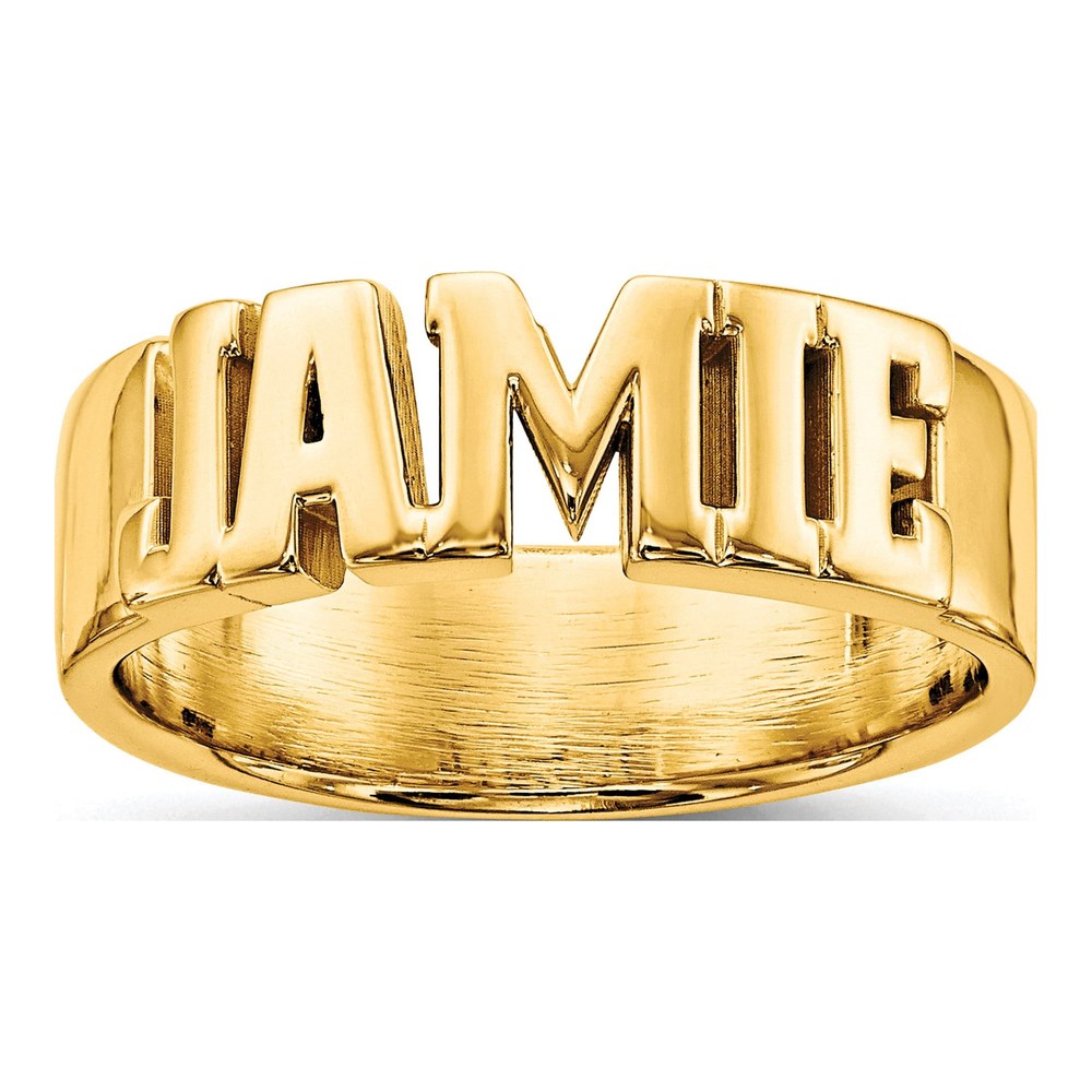 10K Yellow Gold Personalized Cut-Out Name Ring