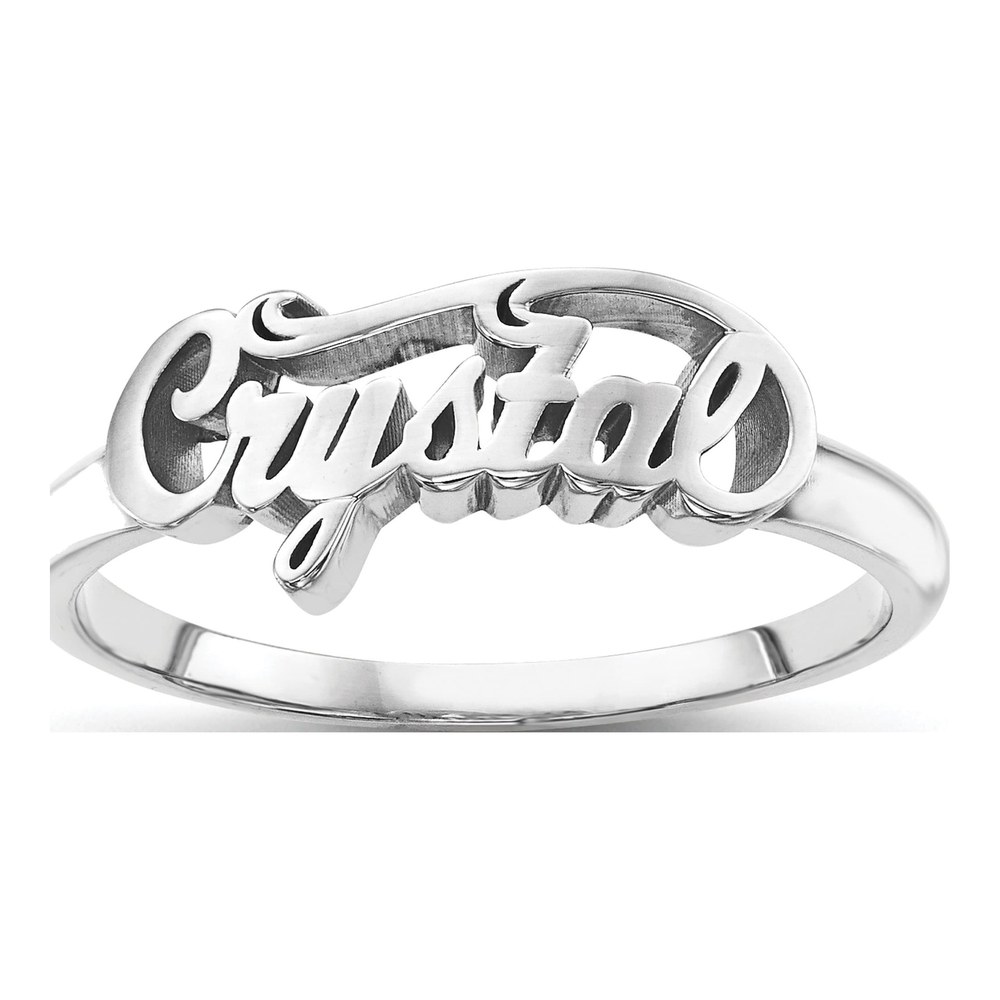 10K White Gold Rhodium-Plated Name Plate Ring