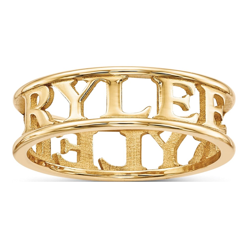 10K Yellow Gold Personalized Cut-Out Name Ring