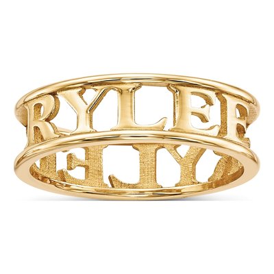 10K Yellow Gold Personalized Cut-Out Name Ring