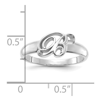 10K White Gold Initial Ring – view 2