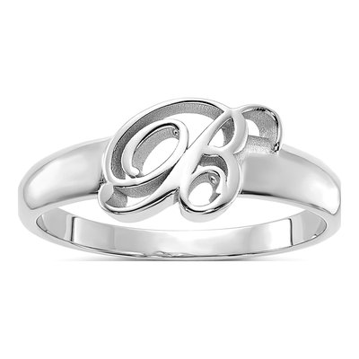 10K White Gold Initial Ring