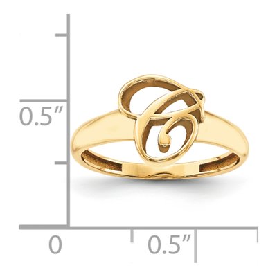 10K Yellow Gold Script Initial Ring – view 2