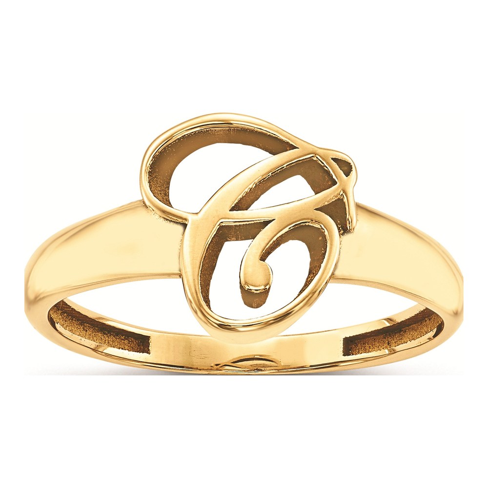 10K Yellow Gold Script Initial Ring