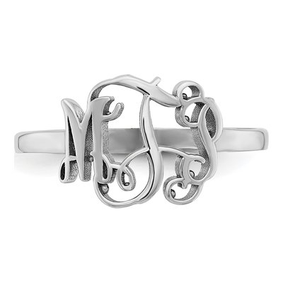 10K White Gold Monogram Ring – view 5