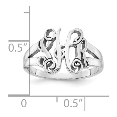 10K White Gold Monogram Ring – view 4