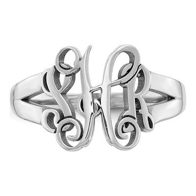 10K White Gold Monogram Ring – view 5