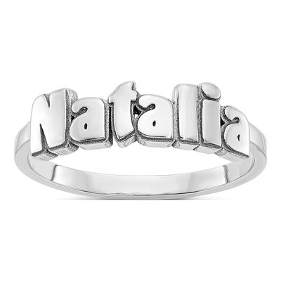 10K White Gold Personalized Name Ring