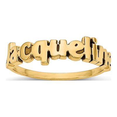 10K Yellow Gold Personalized Name Ring – view 3