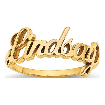 10K Yellow Gold Personalized Name Plate Ring