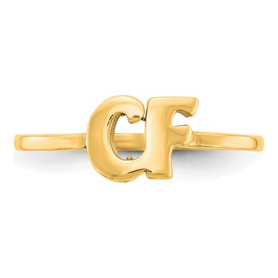 10K Yellow Gold Personalized Double Initial Ring – view 4