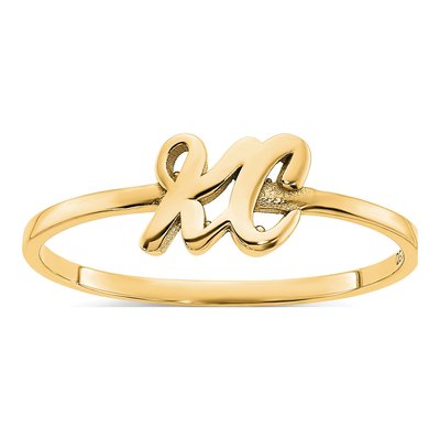 10K Yellow Gold Personalized Double Initial Ring – view 6