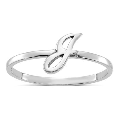 10K White Gold Personalized Initial Ring – view 3