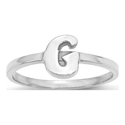 10K White Gold Personalized Initial Ring