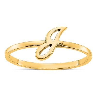 10K Yellow Gold Personalized Initial Ring – view 3