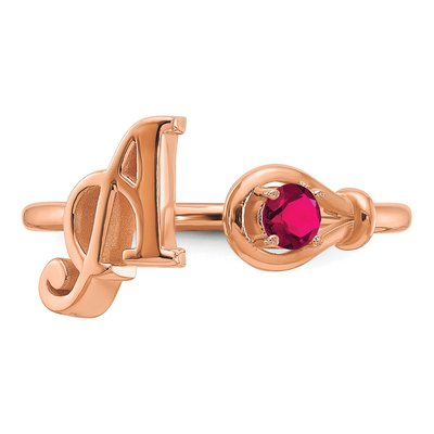 10K Rose Gold Personalized Birthstone Letter A Ring – view 4