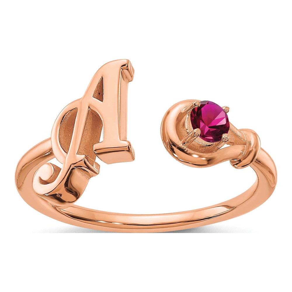 10K Rose Gold Personalized Birthstone Letter A Ring