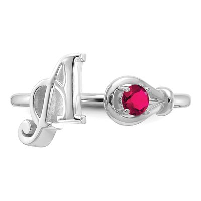 10K White Gold Letter A Ring – view 4