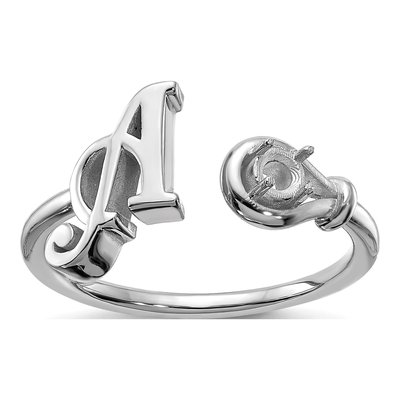 10K White Gold Letter A Ring – view 7