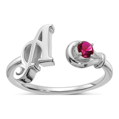 10K White Gold Letter A Ring