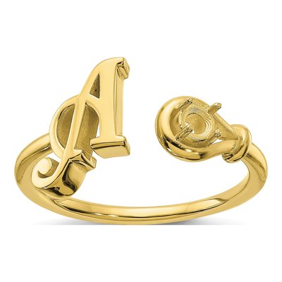 10K Yellow Gold Birthstone Letter A Ring – view 5