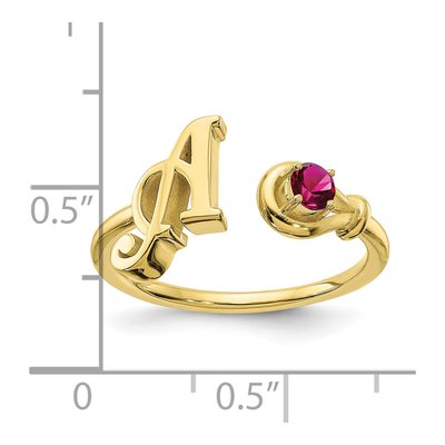 10K Yellow Gold Birthstone Letter A Ring – view 6