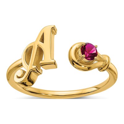 10K Yellow Gold Birthstone Letter A Ring