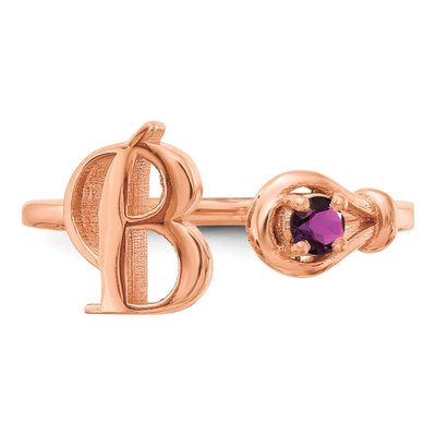 10K Rose Gold Initial B Ring – view 4