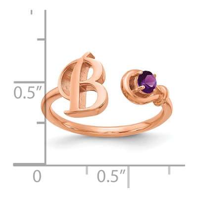 10K Rose Gold Initial B Ring – view 5