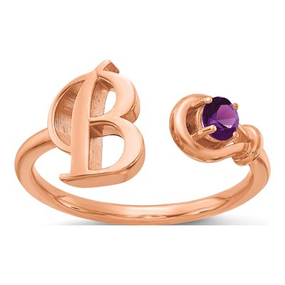 10K Rose Gold Initial B Ring
