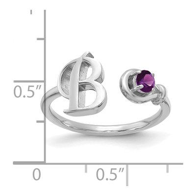 10K White Gold Initial B Ring – view 3