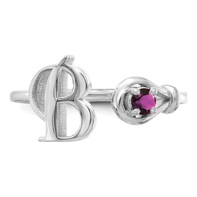 10K White Gold Initial B Ring – view 5