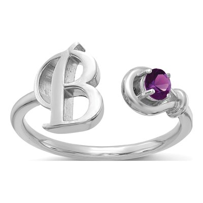 10K White Gold Initial B Ring