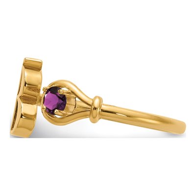 10K Yellow Gold Birthstone Initial B Ring – view 4