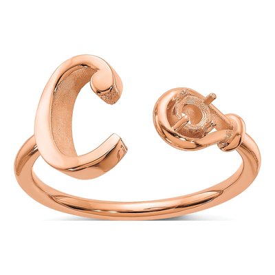 10K Rose Gold Letter C Ring – view 5